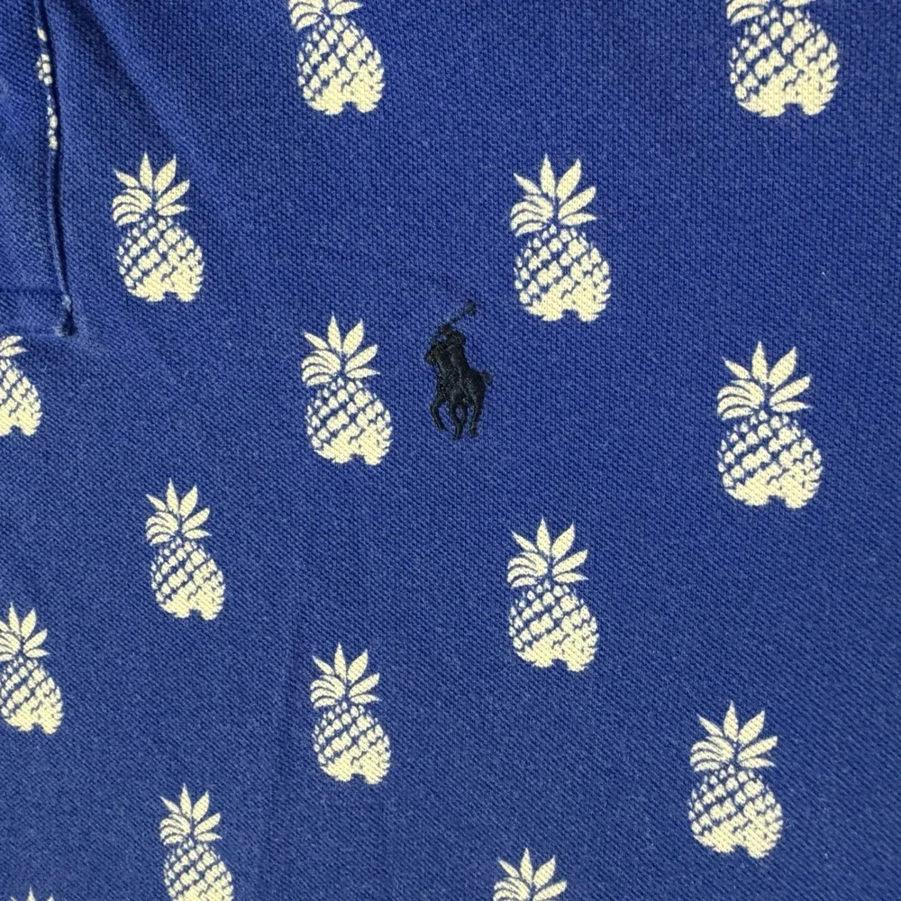 Polo Ralph Lauren Polo Shirt Mens Blue Pineapple Print Classic Fit Cotton XXL